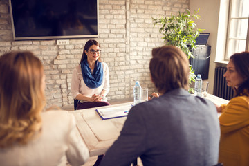 Female on job interview