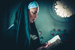 Nun praying in a monastery