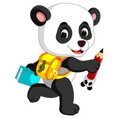 Poster - Cute panda on his way to school