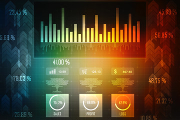 Poster - 2d rendering Stock market online business concept. business Graph
