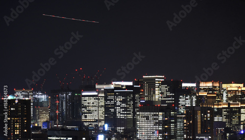 日本 東京都市景観 夜景 大手町などのビジネス街を望む Stock Photo Adobe Stock