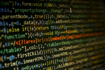 programming code abstract screen of software developer. computer code development.