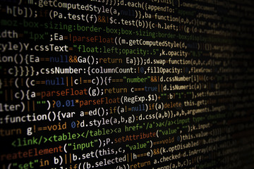 programming code abstract screen of software developer. computer code development.