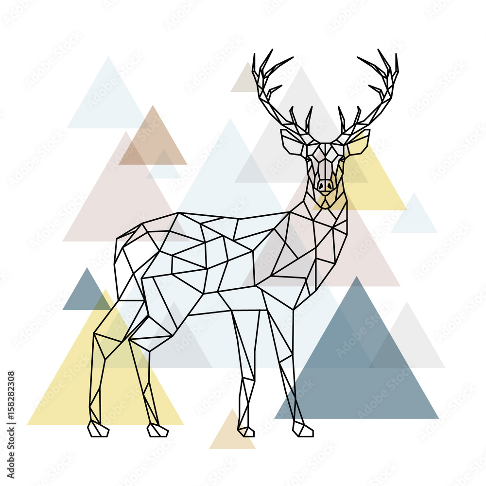 Fototapeta na szafę Jeleń z figur geometrycznych