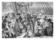 © acrogame - Emigrant boat deck traveling to America with their families,XIX century engraving
