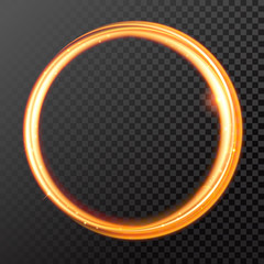 Wall Mural - gold fire or glow light circle with glitter effect on vector transparent background