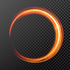 Wall Mural - gold fire or glow light circle with glitter effect on vector transparent background