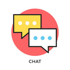Poster - Chat icon. Two speech bubbles. Modern flat design thin line concept. Vector icon