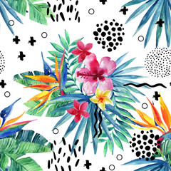 Wall Mural - Abstract tropical summer seamless pattern.