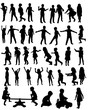 © zolotons - collection of silhouettes of happy children running jumping
