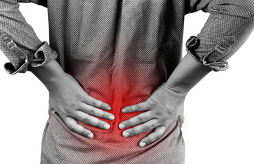 man suffering  with back pain backache Pain relief concept