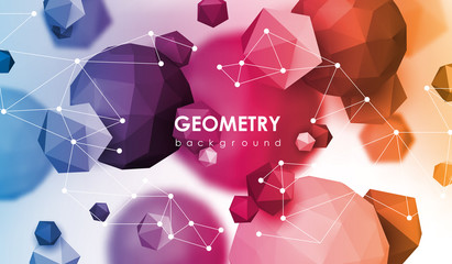 Poster - abstract poligonal background. 3d render illustration. geometric background with low-poly elements.