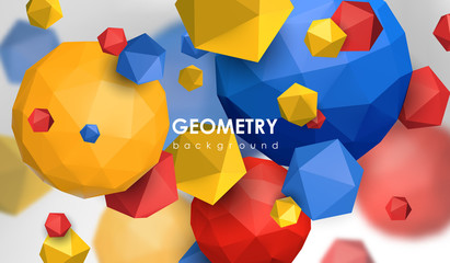 Poster - abstract poligonal background. 3d render illustration. geometric background with low-poly elements.