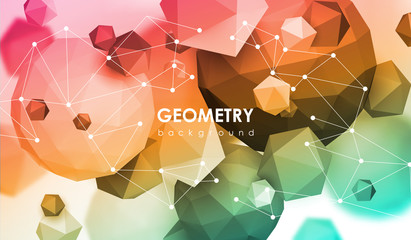 Poster - abstract poligonal background. 3d render illustration. geometric background with low-poly elements.