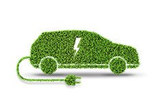 Electric Green Car Isolated On The White Background 3D Rendering