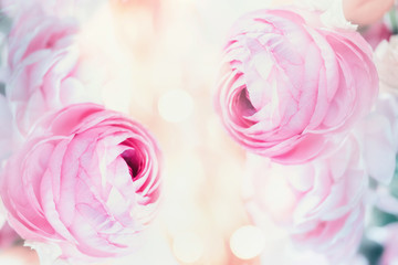 Wall Mural - Pink floral pastel background with bokeh