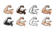 Arm muscles, strong hand icon or symbol. Gym, sports, fitness, health concept. Vector illustration