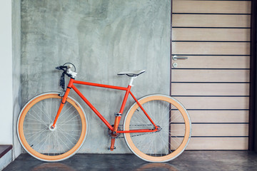 Wall Mural - orange bicycle parked decorate interior living room modern style