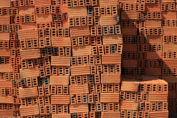 Canvas Print - brick block building material in construction site industry