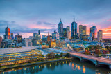 Fototapeta  - Melbourne city skyline at twilight