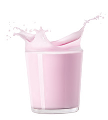 Canvas Print - glass of strawberry milk