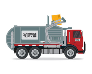 Modern Flat Isolated Garbage Truck Illustration