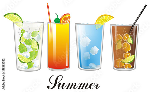 Mojito Drink Alcohol Glass Cocktail Cartoon Lime Ice Mint Summer Rum Gray Green Many Different Word Blue Lagoon Sex On The Beach Long Island Buy This Stock Illustration And Explore Similar