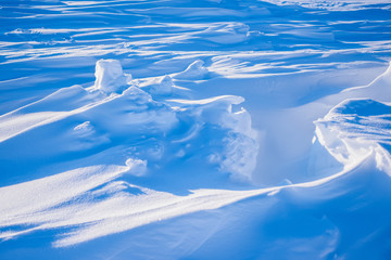 Camp Barneo at the north pole snow plain snow cube pattern snowflakes lines close-up