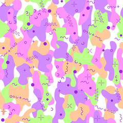 Wall Mural - Camouflage seamless pattern in a pink, violet, green and orange colors.