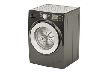 Poster - black washing machine, 3d rendering