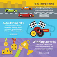 Poster - Racing auto banner horizontal set, flat style