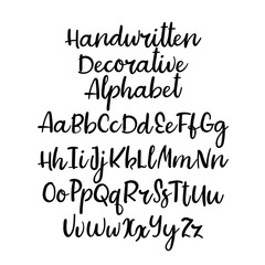 Wall Mural - Decorative hand drawn alphabet, handwritten vector font. Modern calligraphy letters