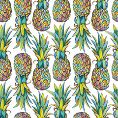 Poster - Pineapples seamless pattern
