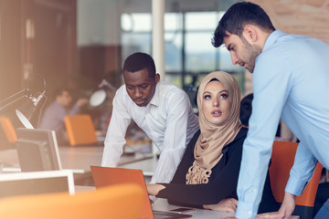 Poster - Multiracial contemporary business people working