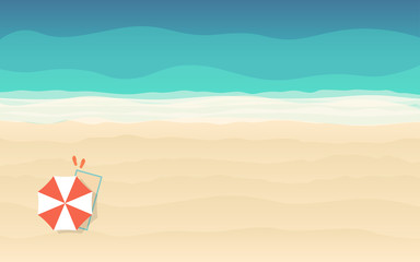 Wall Mural - top view of beach umbrella in flat icon design at sea background