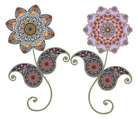 Wall Mural - flower mandalas. paisley. vintage decorative elements. oriental pattern. seamless print for fabric. 