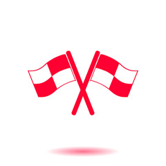 Flag icon. Location marker symbol. Ð¡heckered flags sign. Flat design style.