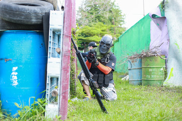 Wall Mural - airsoft guns player, Thailand