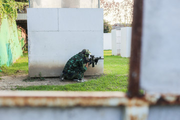 Wall Mural - airsoft guns player, Thailand