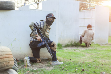 Wall Mural - airsoft guns player, Thailand