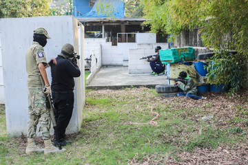 Wall Mural - airsoft guns player, Thailand