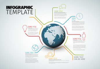 Sticker - Vector Infographic report template with globe