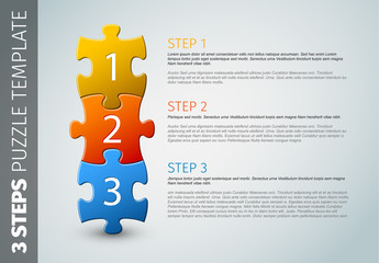 Poster - three steps puzzle template