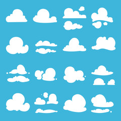 Poster - Different clouds in cartoon style. Vector illustration set