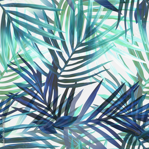 Exotic leaves seamless pattern.
