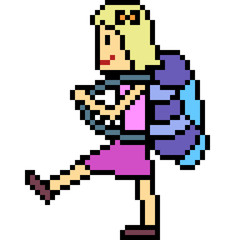 Poster - vector pixel art backpacker