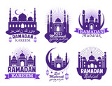 Fototapeta Londyn - Ramadan Kareem muslim religion festival symbol set