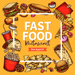 Canvas Print - Vector fast food restaurant poster menu template