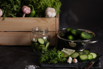 Cucumber on a dark background