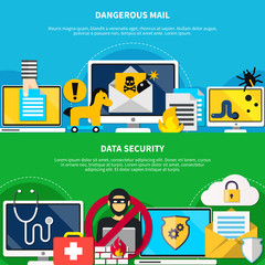 Poster - Dangerous Mail And Data Security Flat Banners